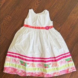 Gymboree White Dress with Pink and Green Stripes